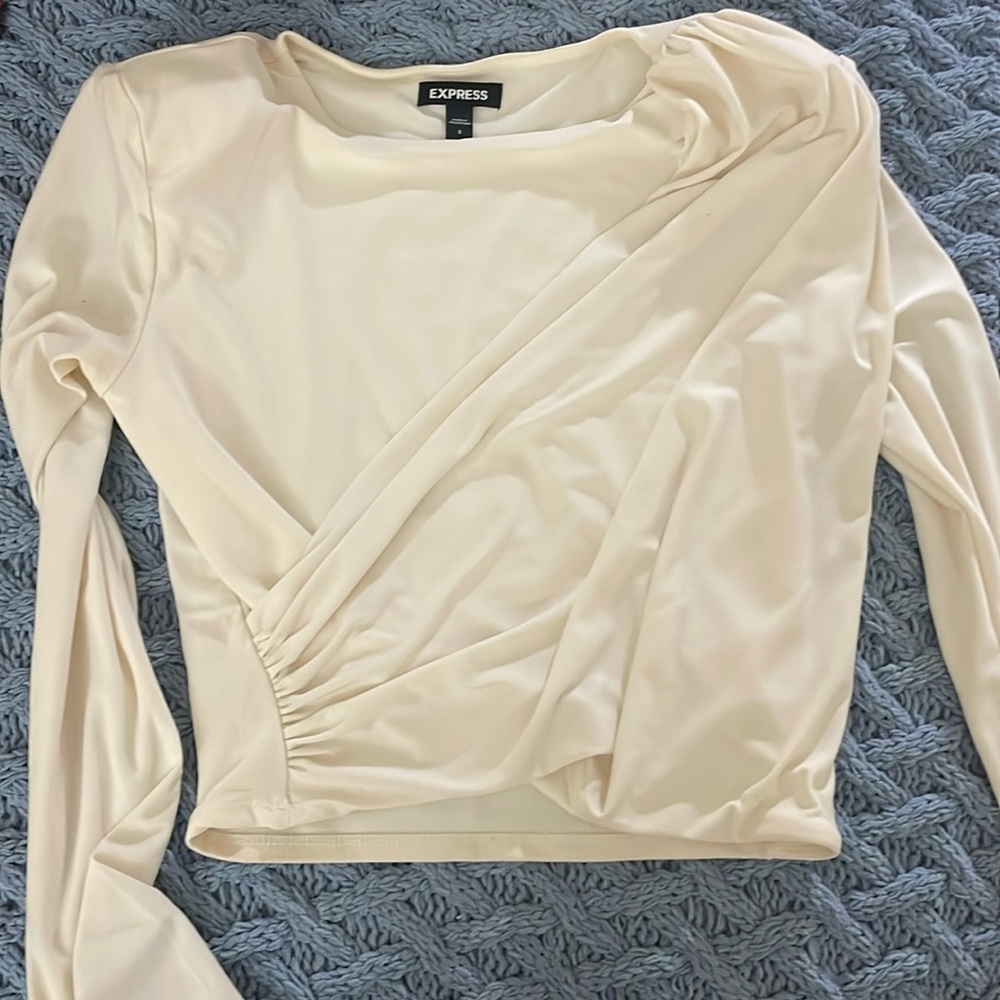 Express Ruched Front Draped Shoulder Pad Top Size Small